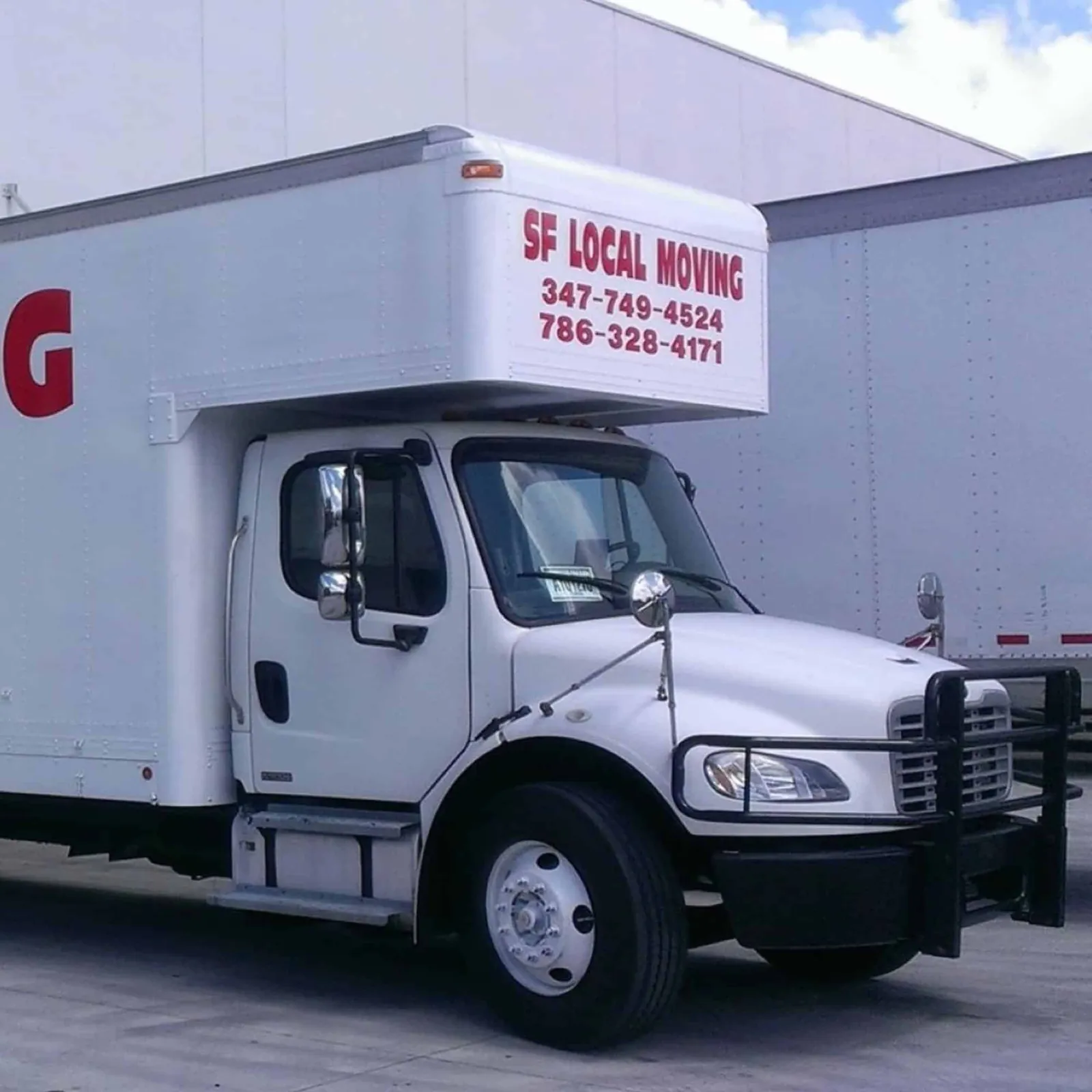 Front of the SF Local Moving branded box truck